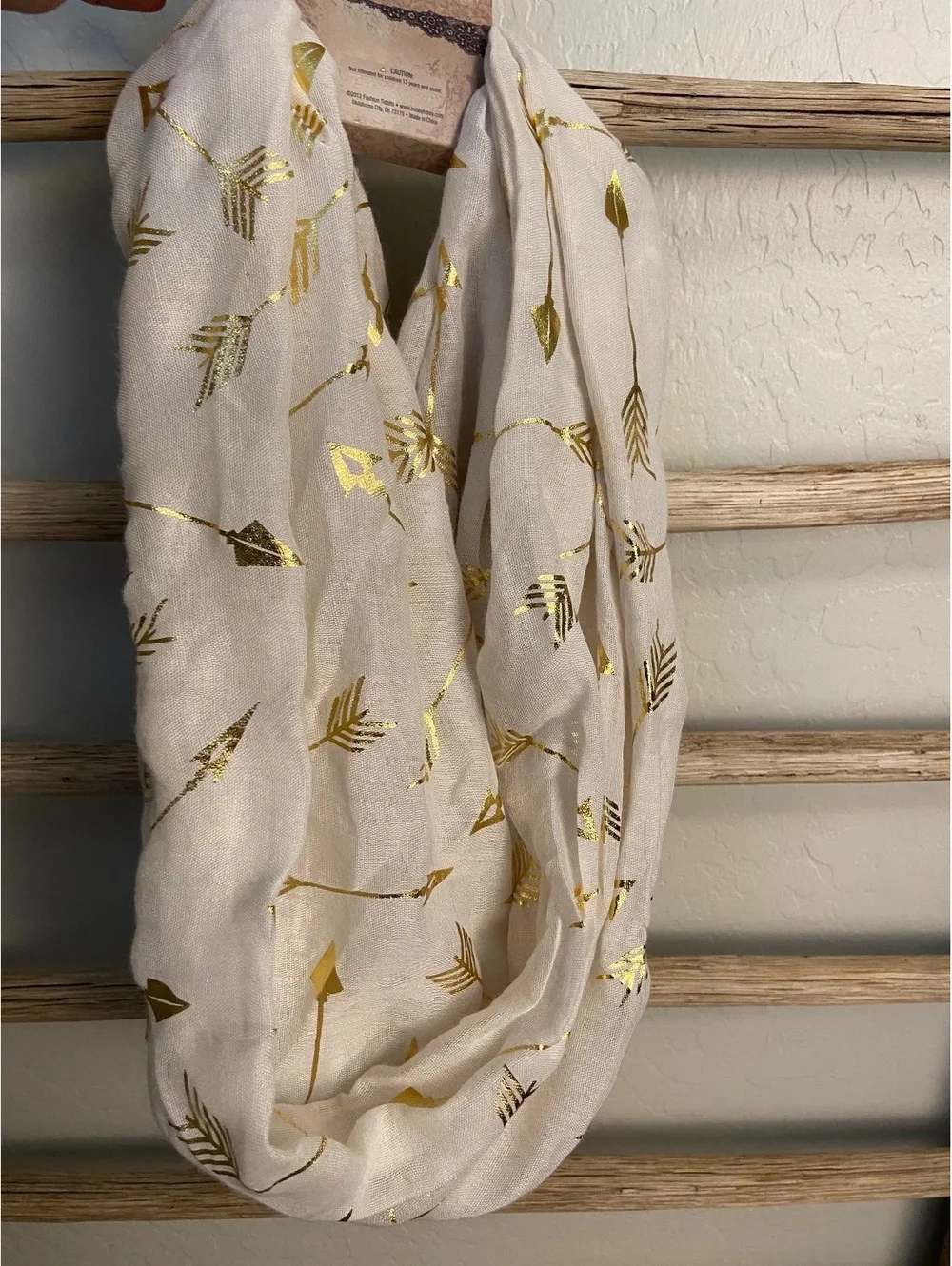 Fashion Tidbits Infinity Scarf with Gold Arrow Print